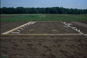 Figure 1. Baseboards laid-out ready for ground post installation.