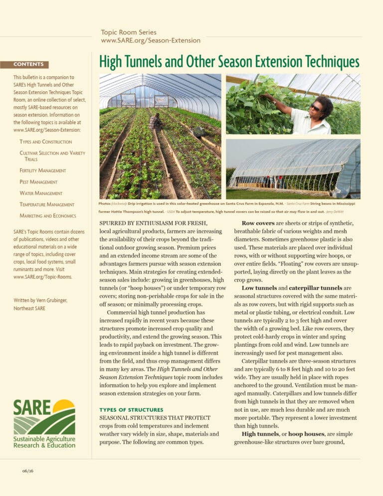 High Tunnels and Other Season Extension Techniques