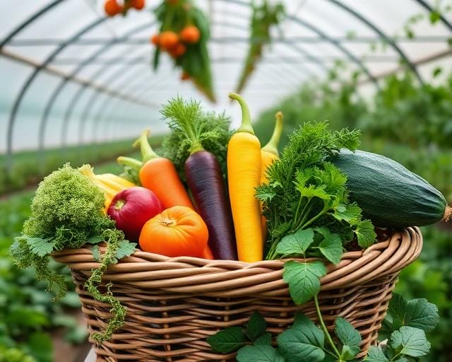 Produce collected from inside a High Tunnel